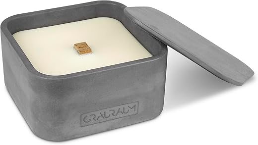 GRAURAUM Outdoor-Feuer mit Dauerdocht: Kerzen einschmelzen - 13cmx13cmx6,5cm Tischfeuer als großer Kerzenfresser - Kerzenfeuer Outdoor-Kerze mit langer Brenndauer - Handgemacht in Deutschland